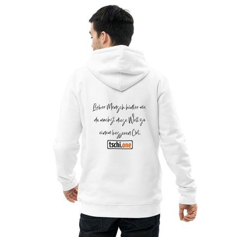 TschiOne - Unisex-Bio-Hoodie mit Stick und Druck