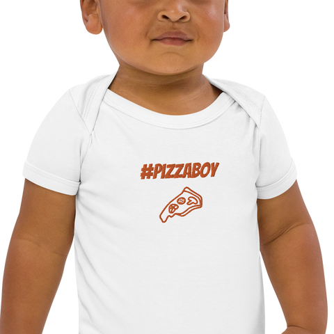 PizzaBoyOnAir - Baby-Body Pizzaboy aus Bio-Baumwolle mit Stick