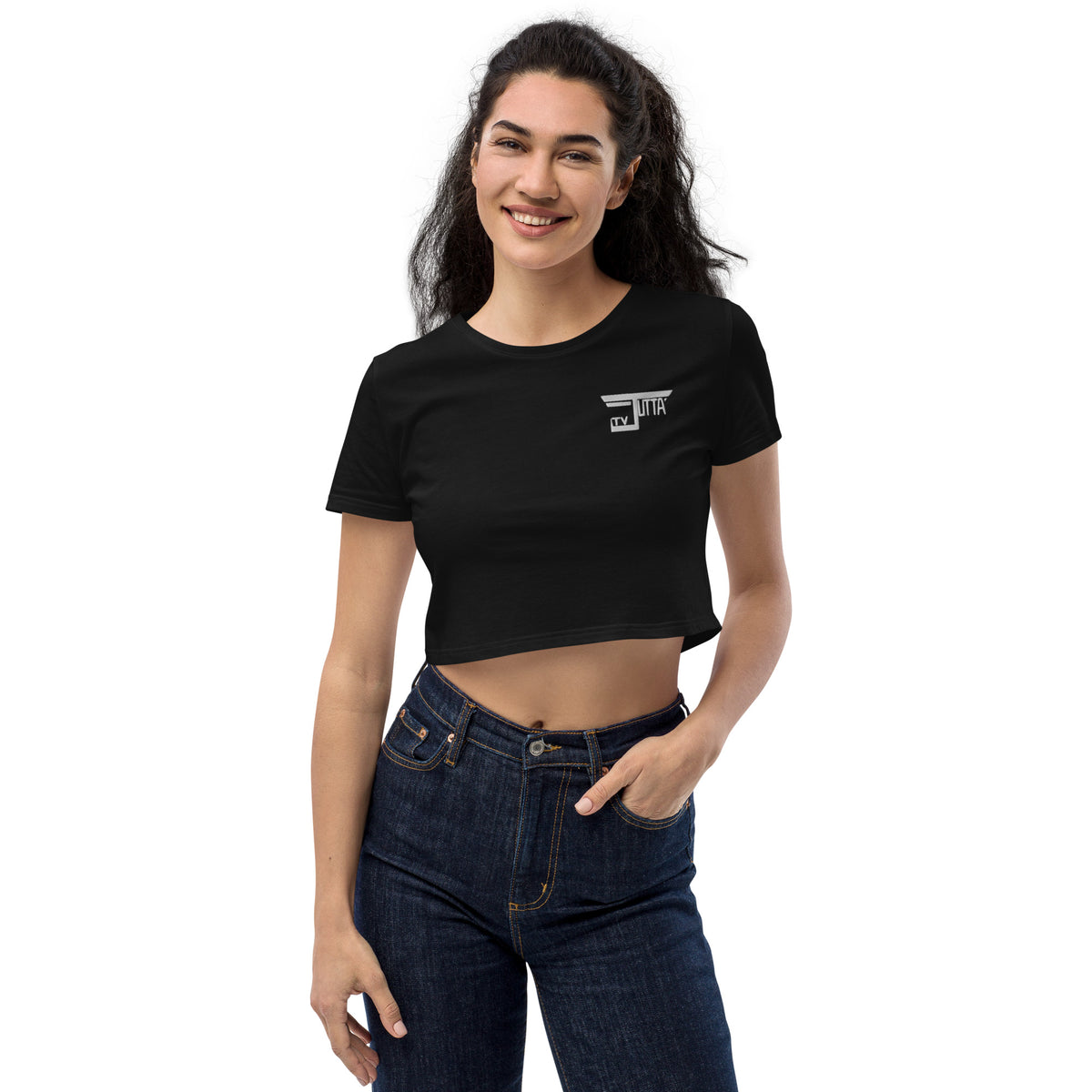 jutta_tv - Crop-Top aus Bio-Baumwolle mit Stick