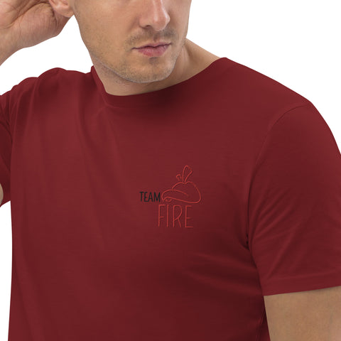 For Gamers - Herren-Team-Fire-T-Shirt aus Bio-Baumwolle mit Stick