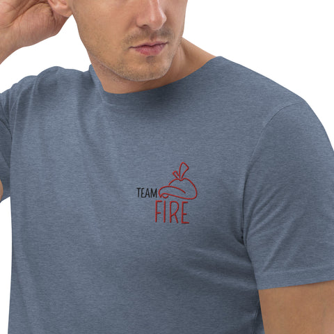 For Gamers - Herren-Team-Fire-T-Shirt aus Bio-Baumwolle mit Stick