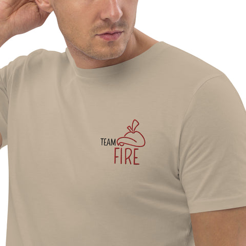 For Gamers - Herren-Team-Fire-T-Shirt aus Bio-Baumwolle mit Stick