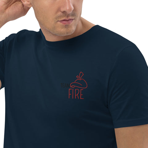 For Gamers - Herren-Team-Fire-T-Shirt aus Bio-Baumwolle mit Stick