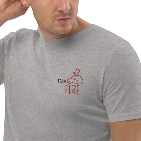 For Gamers - Herren-Team-Fire-T-Shirt aus Bio-Baumwolle mit Stick