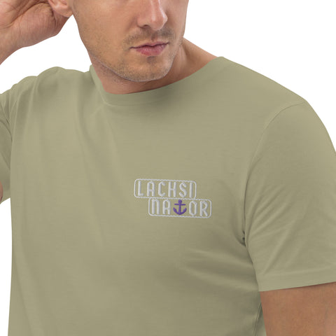 Lachsinator - Herren-T-Shirt aus Bio-Baumwolle mit Stick