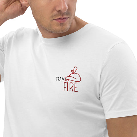 For Gamers - Herren-Team-Fire-T-Shirt aus Bio-Baumwolle mit Stick