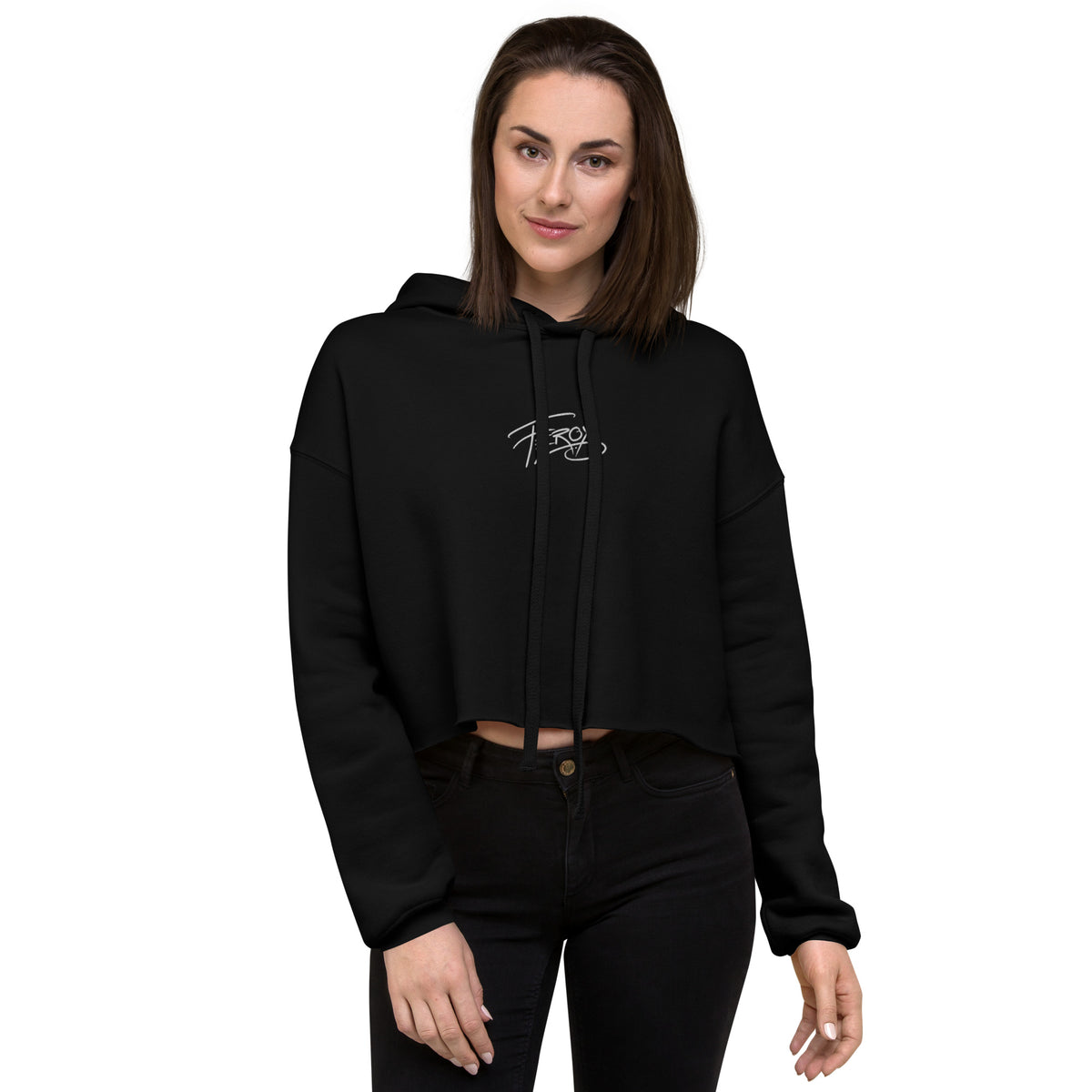 Ferox_K - Damen-Crop-Hoodie mit Stick